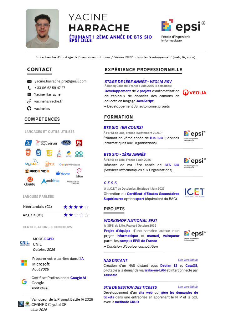 Aperçu du CV de Yacine HARRACHE